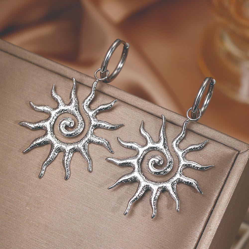Sun-Shaped Stainless Steel Earrings — Vintage Style Gift